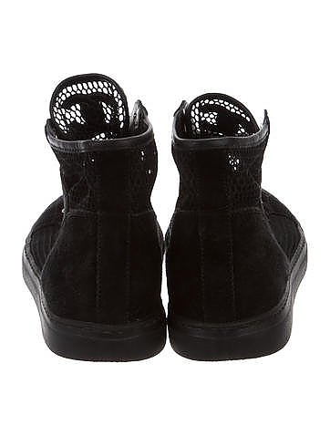 CHANEL Mesh Suede High Top Sneakers